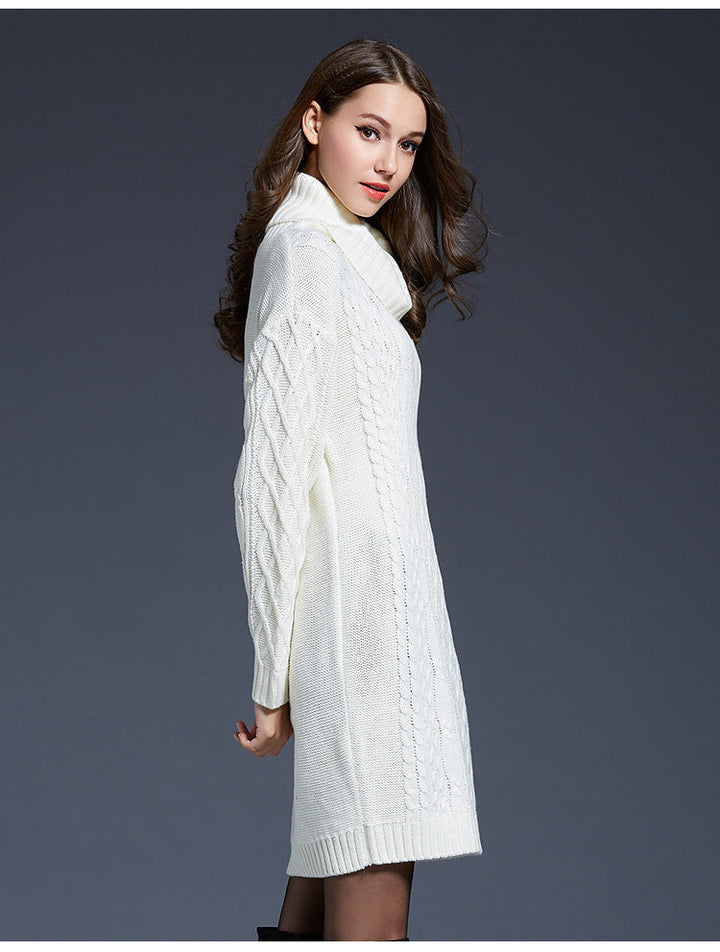 W&W Mode | Hochhals Lange Strickkleid