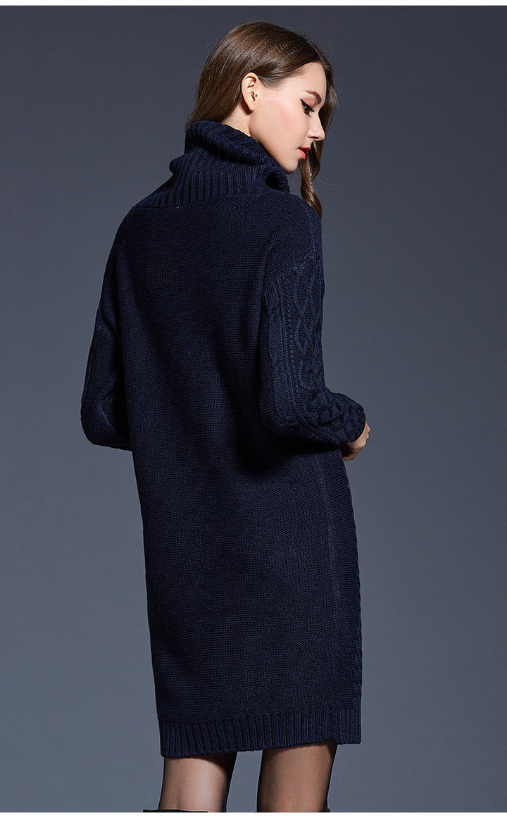 W&W Mode | Hochhals Lange Strickkleid