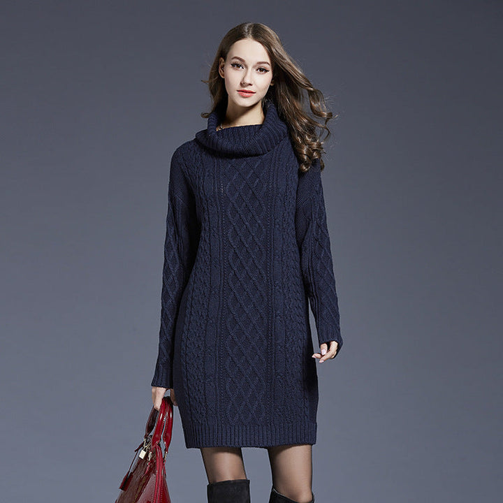 W&W Mode | Hochhals Lange Strickkleid