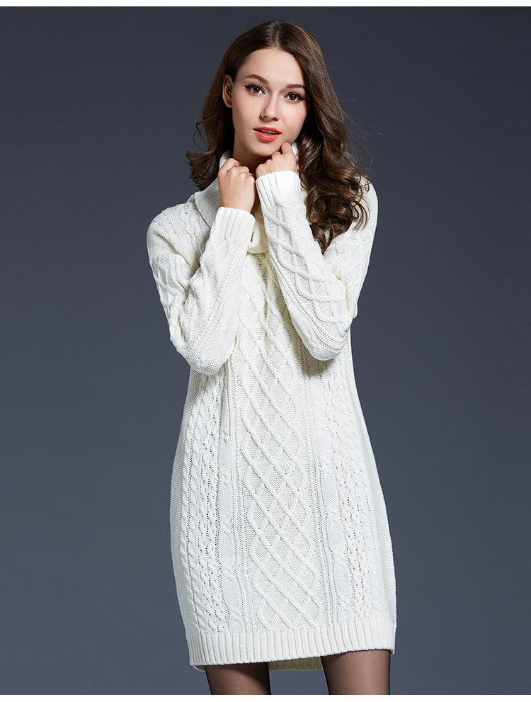 W&W Mode | Hochhals Lange Strickkleid