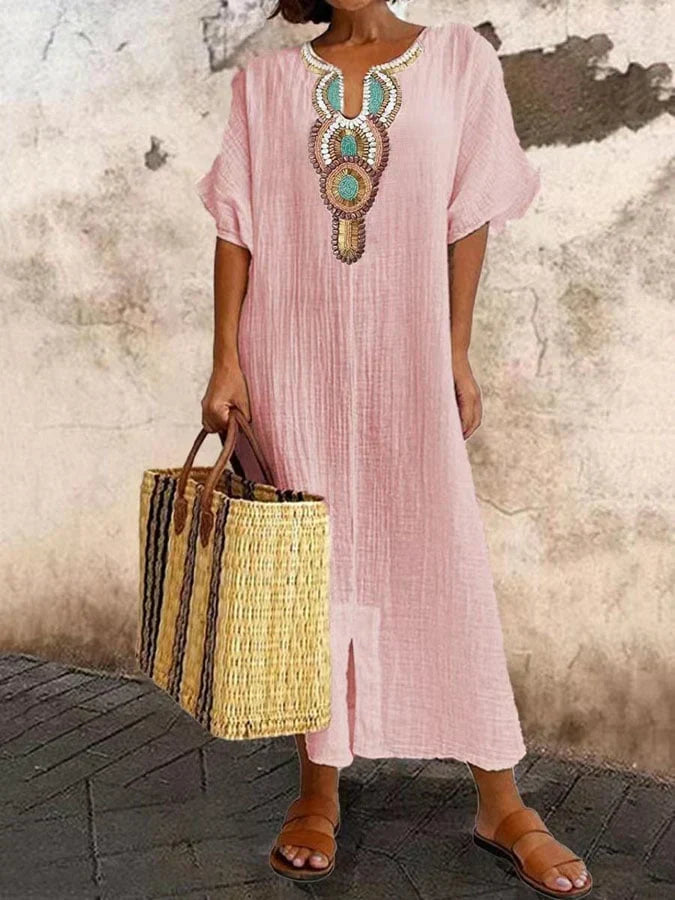W&W Mode | Kaftan Kleid Mit Ethno Akzent