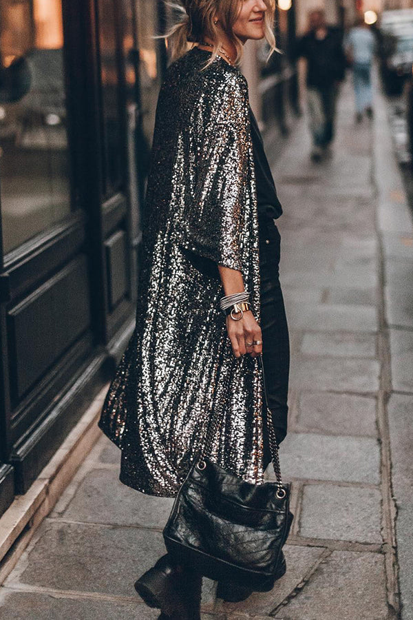 W&W Mode | Disco Glamour Pailletten Glockenärmel Kimono
