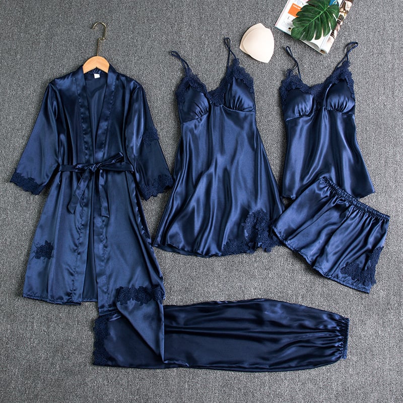 W&W Mode | Luxuriöses Satin Nachtkleid Set