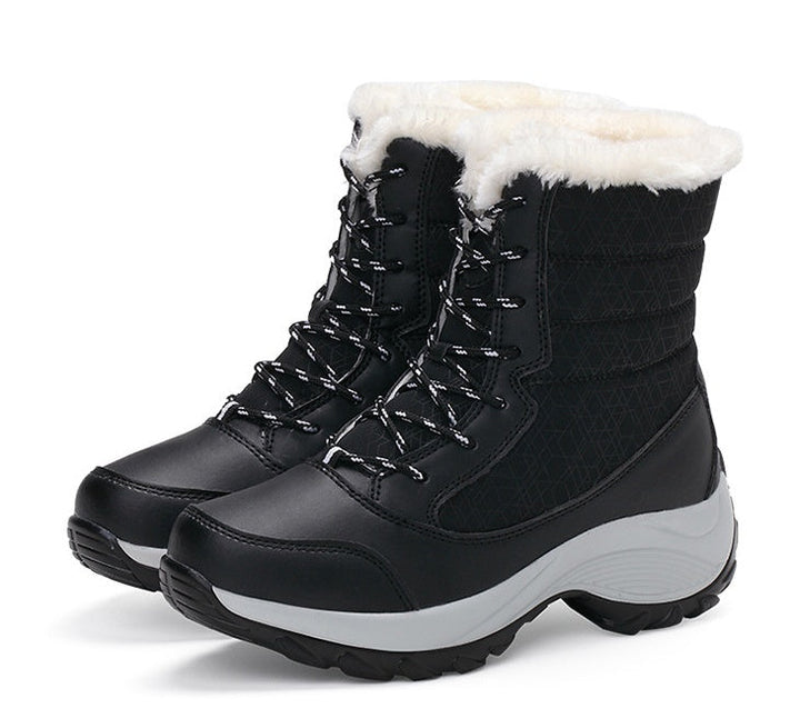 W&W Mode | wasserdichte Winterstiefel mit Plüschfutter, Schnürverschluss und stabiler Sohle