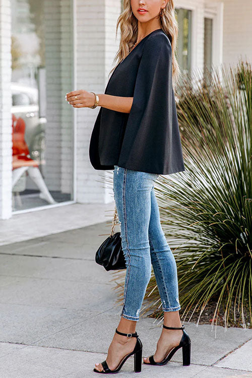 W&W Mode | Rosiedress Offene Front Schlitzärmel Cape Jacke