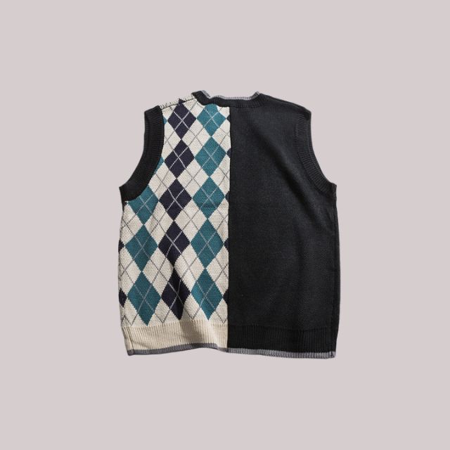 Block Strickweste mit Rautenmuster
