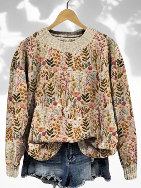 W&W Mode | Bequemer Blumenpullover