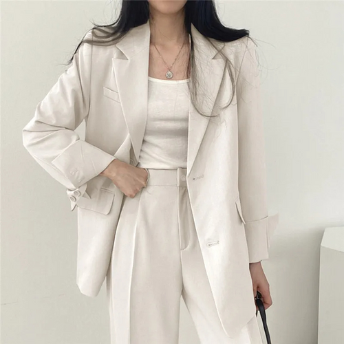W&W Mode | Langer Damenblazer mit Breitem Revers und Relaxter Passform
