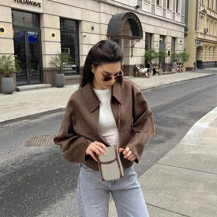 W&W Mode | Warme Langärmelig Daunen Kragen Jacke mit Reißverschluß