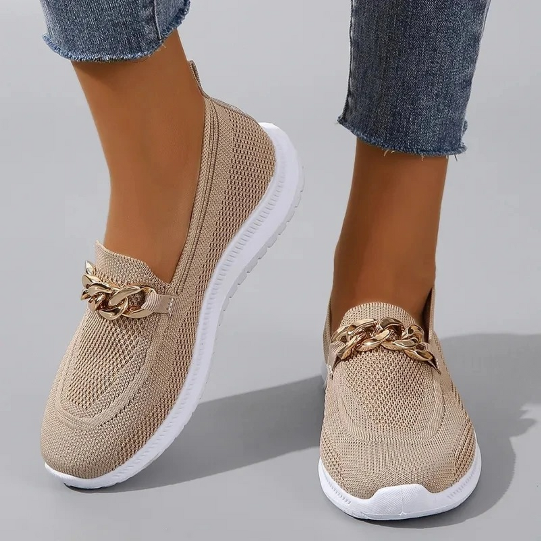 W&W Mode | Einfarbiges Mesh Atmungsaktive Damen Slip Ons