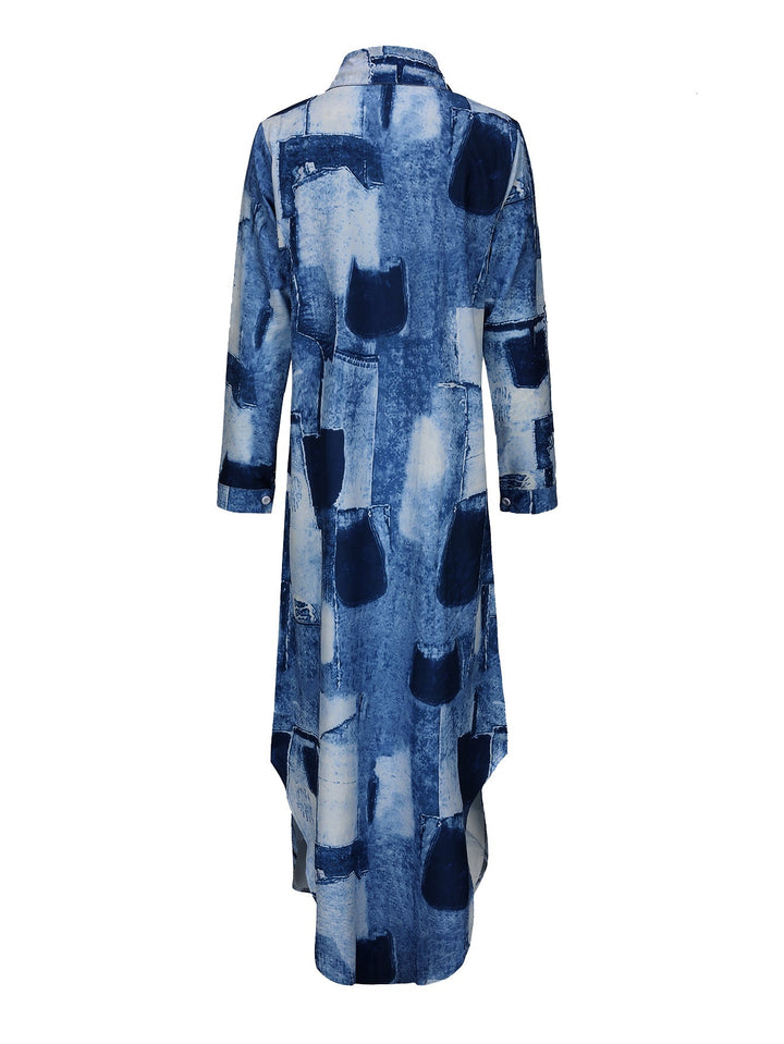 W&W Mode | Damen Casual Midi Hemdkleid in Blau
