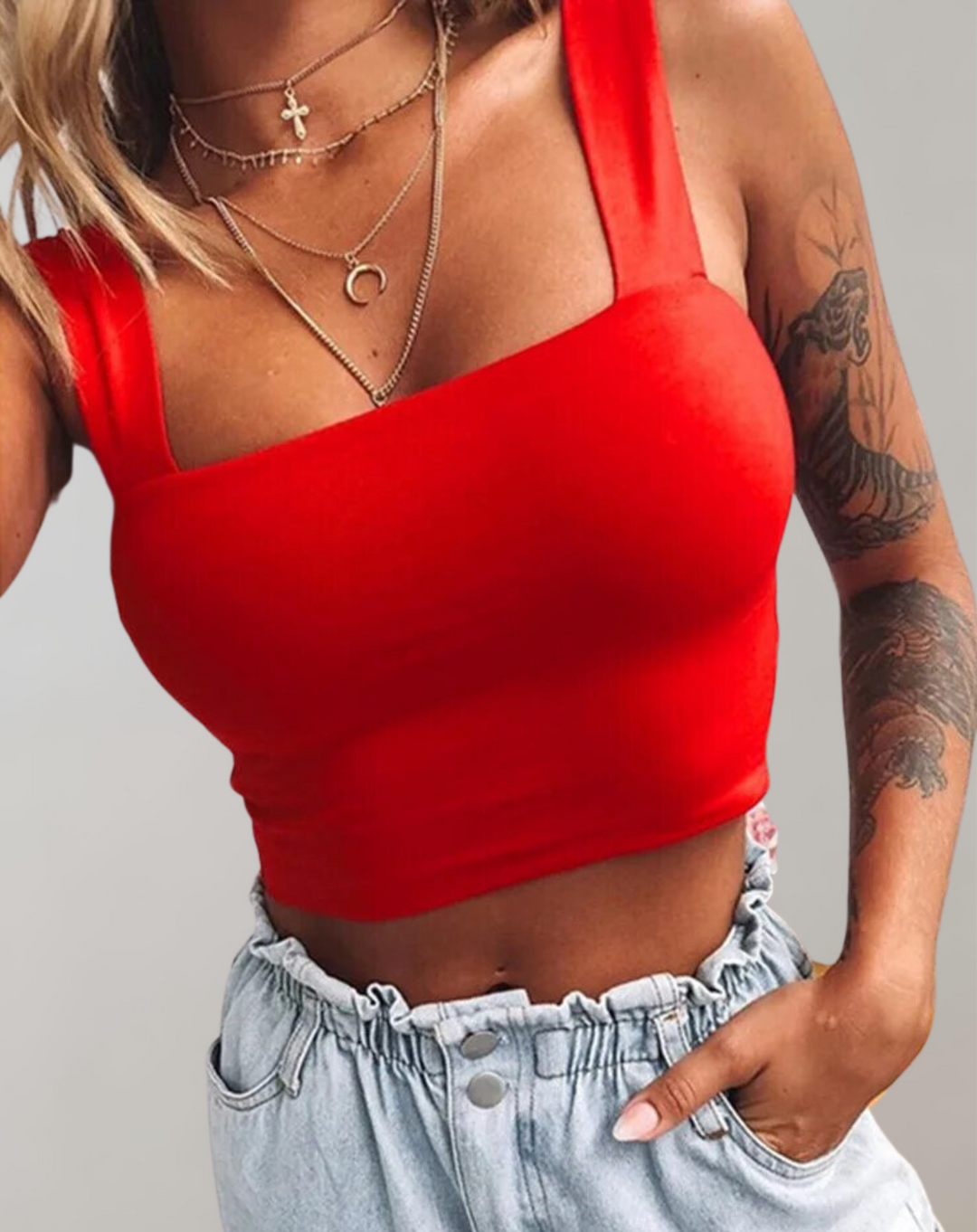 W&W Mode - Crop-Top Damen mit Ausschnitt