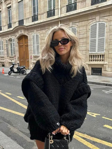 Pullover mit Strickstruktur und Rollkragen in Übergröße
