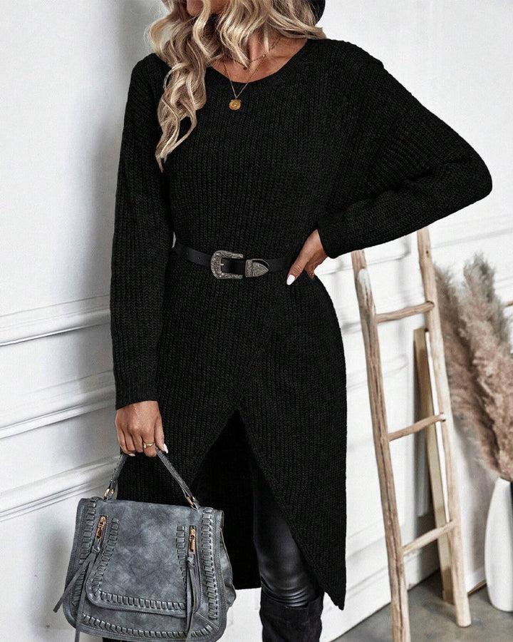 W&W Mode | Bequemes, Einfarbiges Pulloverkleid Im Unregelmäßigen Stil