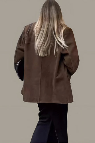 W&W Mode | Damen Wildleder Blazer Klassisch & Lässig Braune Frauenjacke