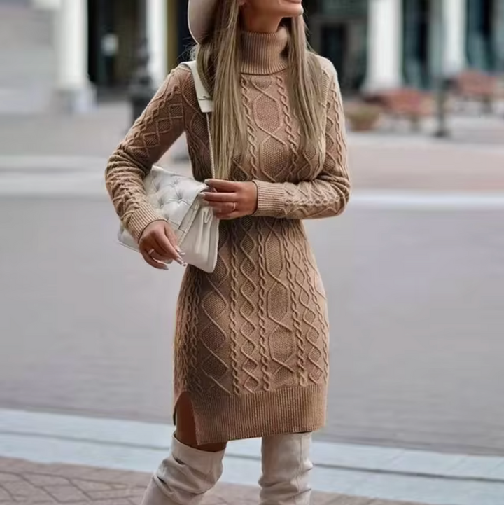 W&W Mode – Gestricktes Rollkragen-Pulloverkleid
