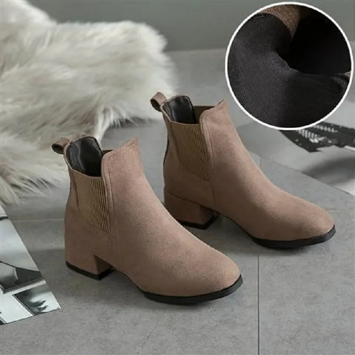 W&W Mode | Elegante Einstieg Ankleboots mit Blockabsatz Damen Ankleboots