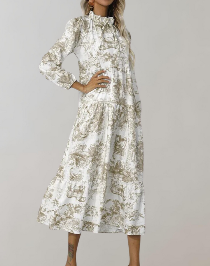 W&W Mode - Neue Langarm Frauen Midi-Kleid