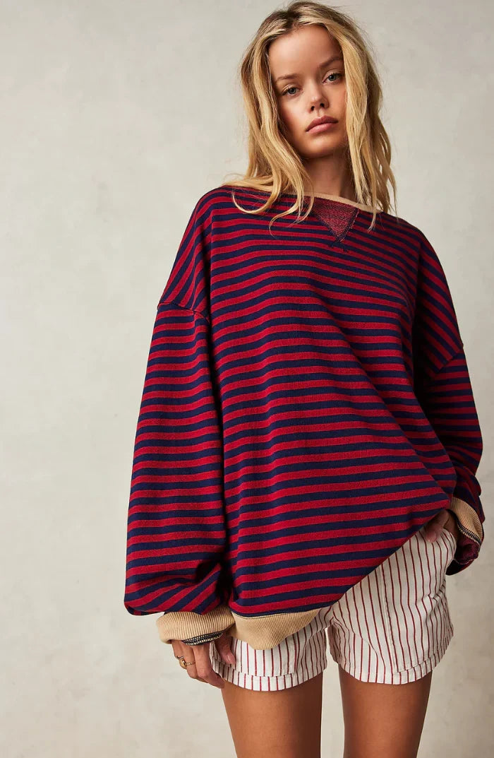W&W Mode | Bequemer Gestreifter Pullover