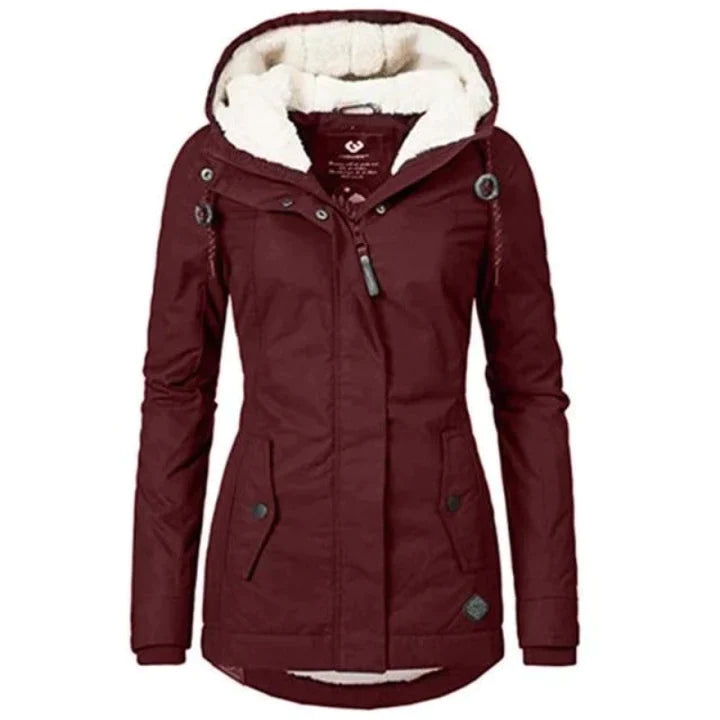 W&W Mode - Gefütterter Wintermantel mit Kapuze wasserdicht Damen