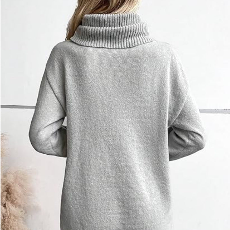 Cooler Rollkragen Lockere Strickpullover