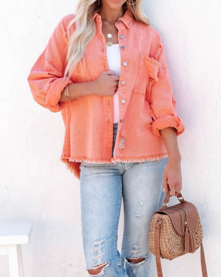 W&W Mode Denim Overshirt | Trendiges Shirt in Übergröße für Frauen