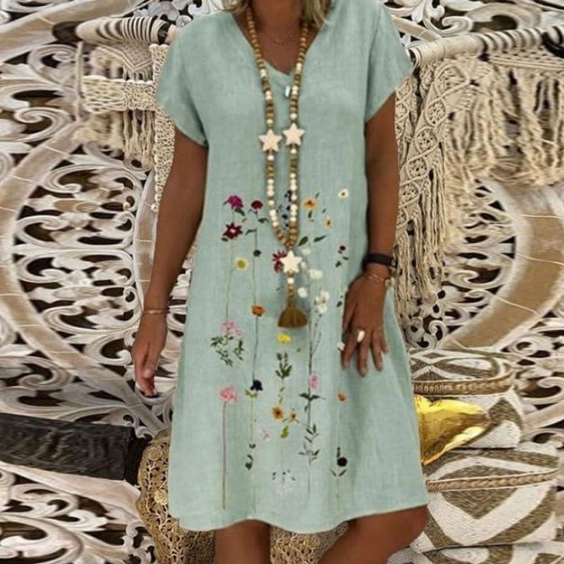 W&W Mode | Bequemes Leinenkleid mit elegantem Muster