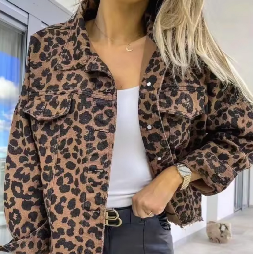 W&W Mode | Denimjacke Mit Leopardenmuster