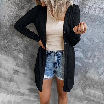 Langärmlige Strickjacke mit Knöpfen