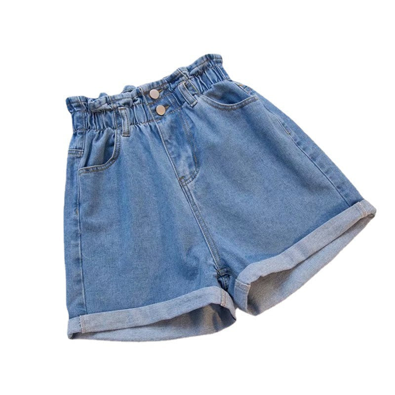 Damen Denim-Shorts mit hohem Bund und elastischem Taillenbereich W&W Mode