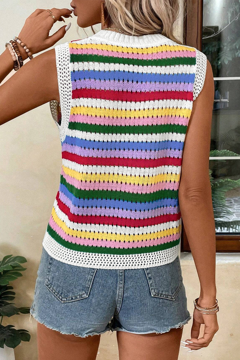 W&W Mode | Gestreifter, eng anliegender Strickpullunder Für Frauen