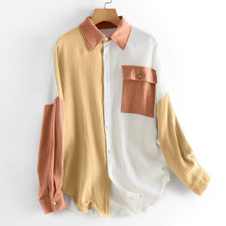 W&W Mode | Colorblock Hemd Mit Knopfverschluss Für Damen