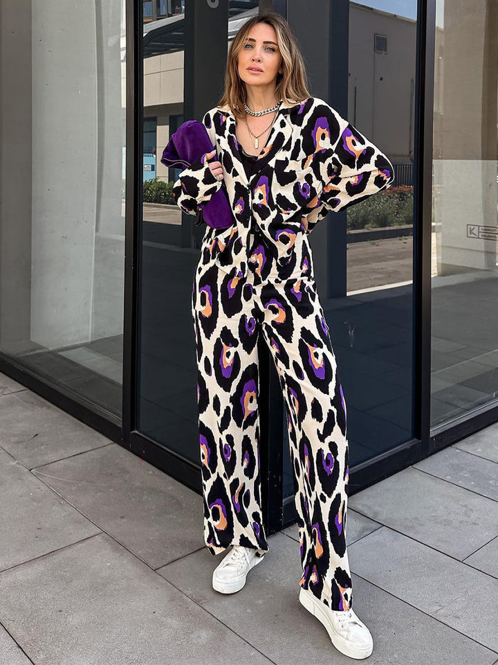 W&W Mode Freizeit-Anzug mit kurzem Langarmkragen und hoher Taille, weite Hose