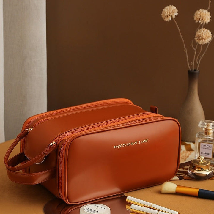 W&W Mode PU-Leder Kosmetiktasche mit U-förmigem Design