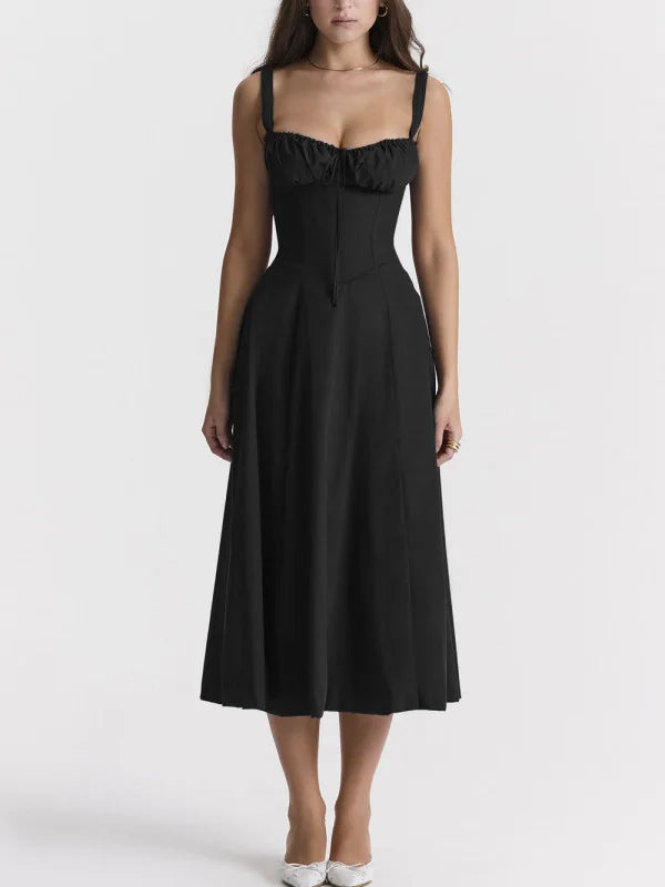 W&W Mode - Midikleid mit tailliertem Oberteil und ausgestelltem Rock | Minikleid mit Spaghettiträgern
