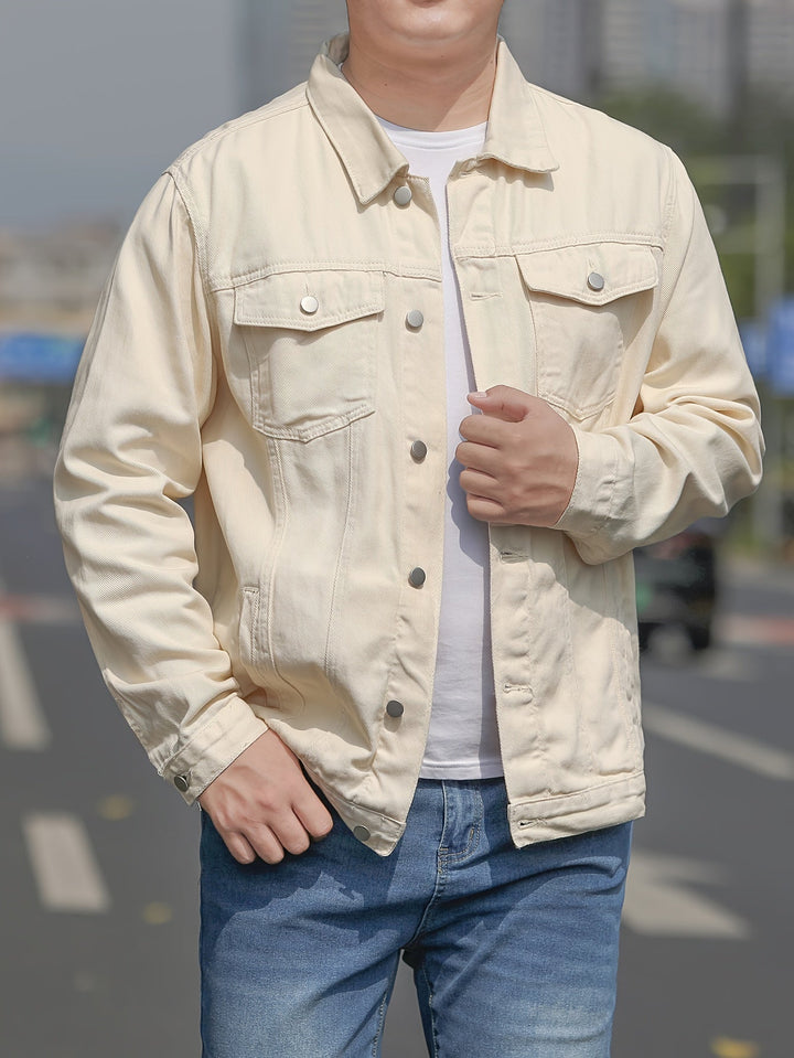 W&W Mode | Baumwoll Herrenjacke Im Lässigen Denim Stil