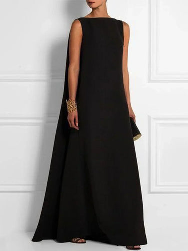 W&W Mode | Ärmelloses Gewebtes Vintage Kleid mit Rundhalsausschnitt
