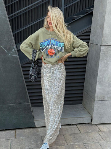 W&W Mode | Damenmode Lässig Einfach Sequined Rock