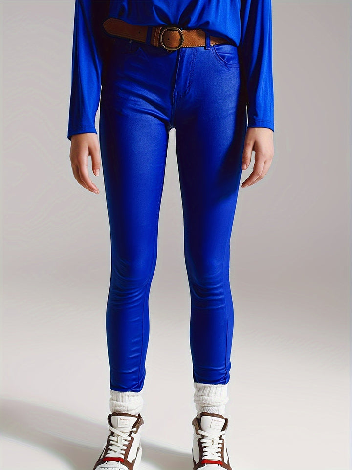 W&W Mode | Beschichtete Skinny Jeans Mit Hoher Taille