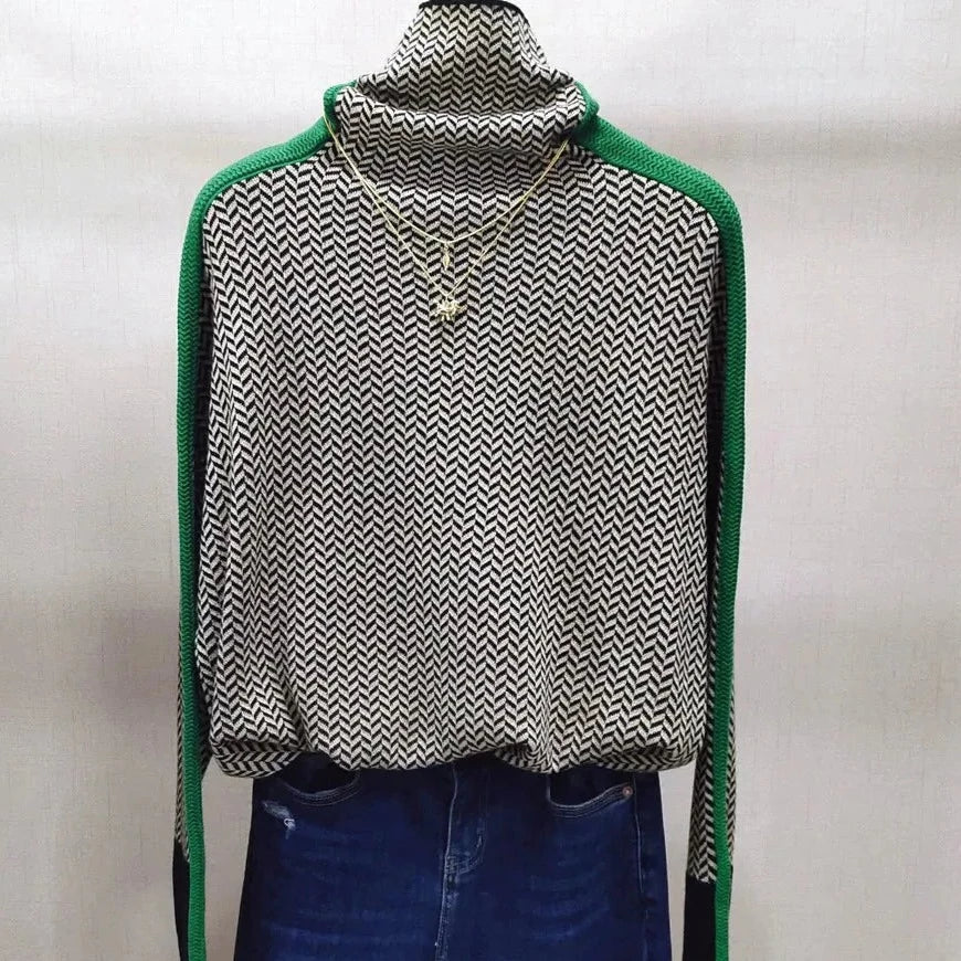 W&W Mode Geometrisch gestrickter Rollkragenpullover