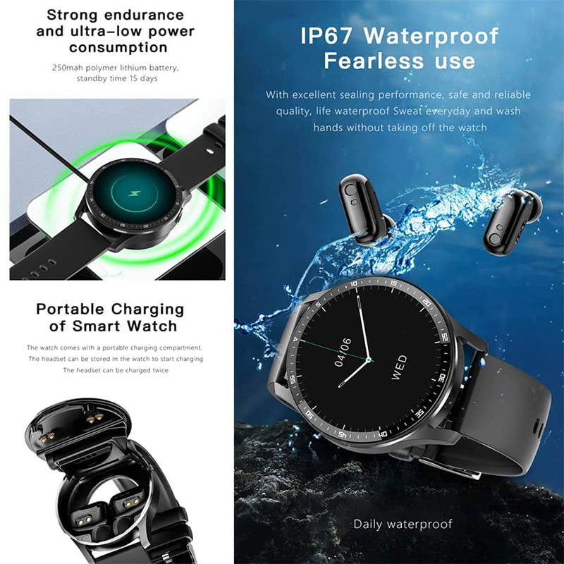 Smartwatch mit Bluetooth-Kopfhörern für iPhone und Android
