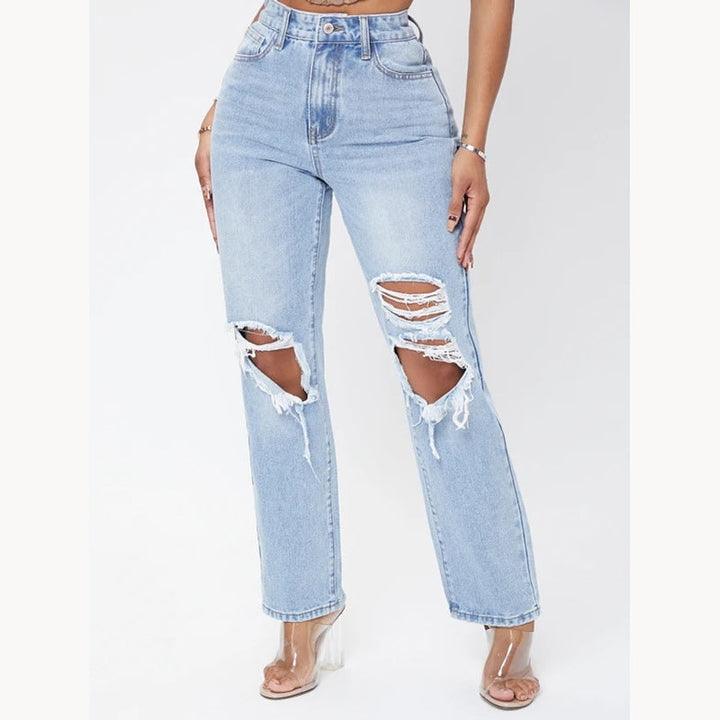 W&W Mode Damenjeans mit hoher Taille und Waschung