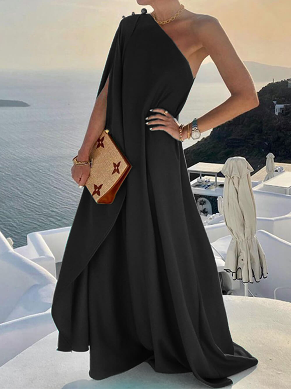 W&W Mode | Drapiertes Maxikleid Mit Einer Schulter Für Damen