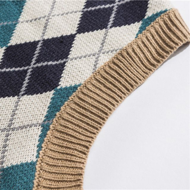 Block Strickweste mit Rautenmuster