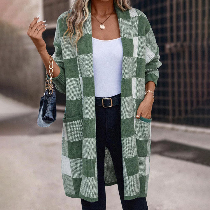 W&W Mode | Lässige Karierte Strickjacke