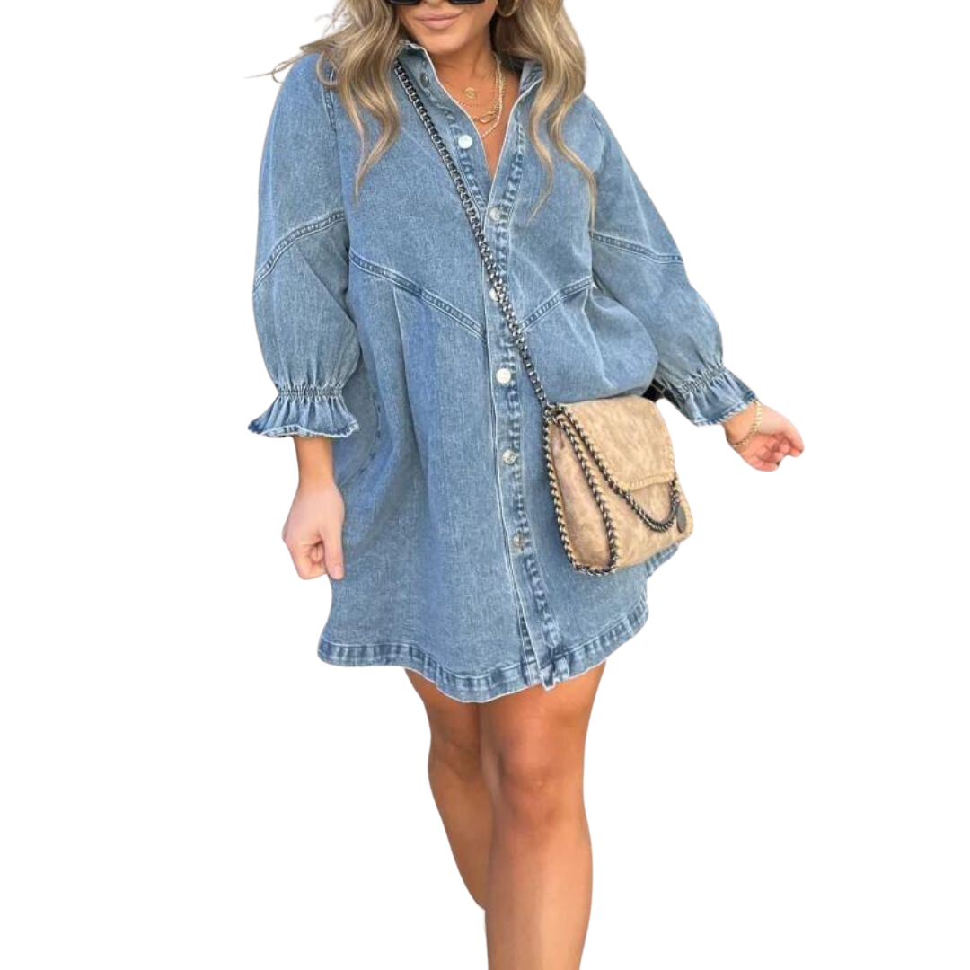 W&W Mode | Langärmeliges Denim-Kleid