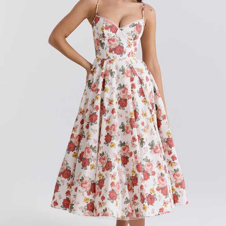 W&W Mode | Midi Kleid Mit Blumenkorsatzt Für Damen