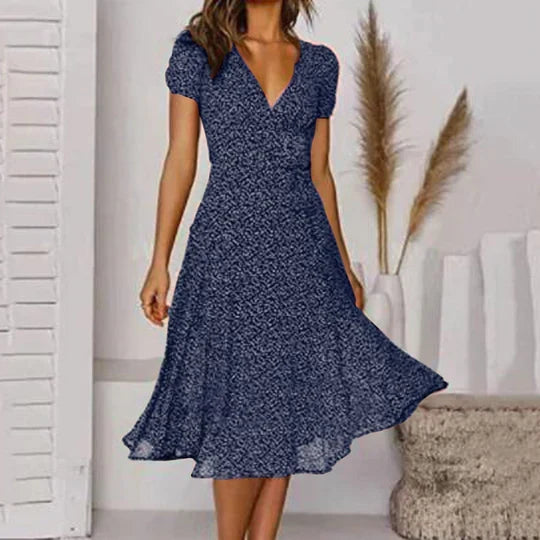 W&W Mode | A-linien Kleid Mit V-ausschnitt & Schwingendem Saum