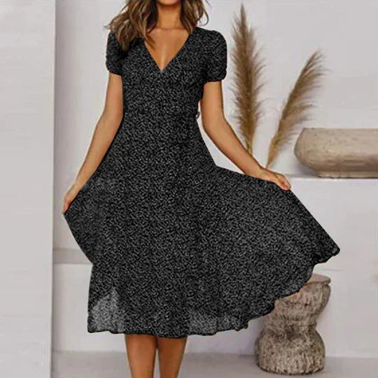 W&W Mode | A-linien Kleid Mit V-ausschnitt & Schwingendem Saum
