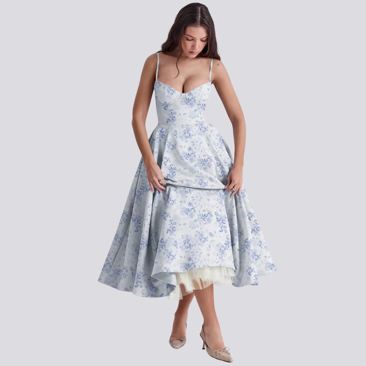 W&W Mode | Midi Kleid Mit Blumenkorsatzt Für Damen